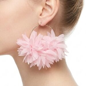 NEW Pink Gold Floral Hoop Earrings Preppy Avant Garde Coquette Girl Girlhoodcore